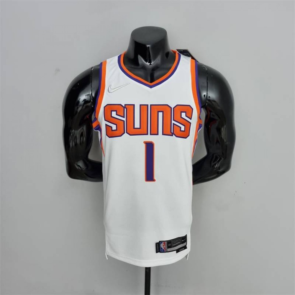 Camiseta Devin Booker #1 Phoenix Suns Edición 75 Aniversario Blanco