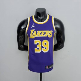 Camiseta Dwight Howard #39 Los Angeles Lakers Jordan Edición 75 Aniversario Púrpura