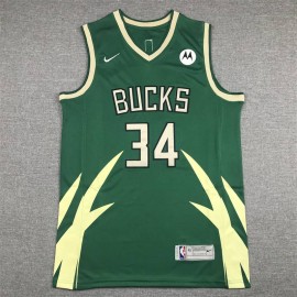 Camiseta Giannis Antetokounmpo #34 Milwaukee Bucks Earned Edition Verde