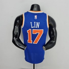 Camiseta Jeremy Lin #17 New York Knicks Edición 75 Aniversario Azul