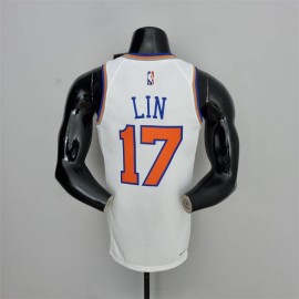 Camiseta Jeremy Lin #17 New York Knicks Edición 75 Aniversario Blanco