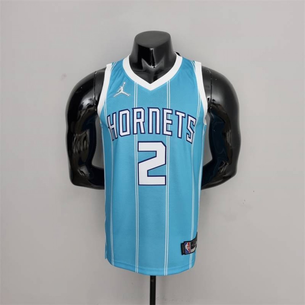 Camiseta LaMelo Ball #2 Charlotte Hornets Edición 75 Aniversario Azul Camiseta LaMelo Ball #2 Charlotte Hornets Edición 75 Aniversario Azul