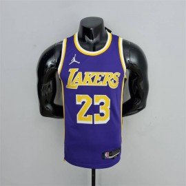 Camiseta LeBron James #23 Los Angeles Lakers Jordan Edición 75 Aniversario Púrpura