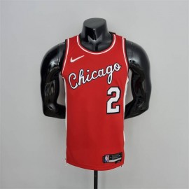 Camiseta Lonzo Ball #2 Chicago Bulls Edición 75 Aniversario 2022 City Edition Rojo