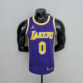 Camiseta Russell Westbrook #0 Los Angeles Lakers Jordan Edición 75 Aniversario Púrpura