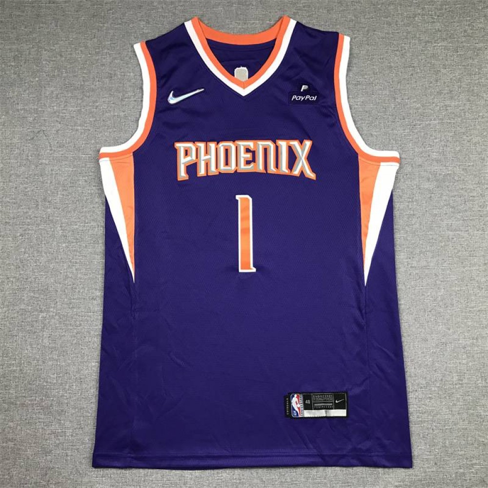 Camiseta Devin Booker #1 Phoenix Suns Edición 75 Aniversario Icon Diamante Púrpura