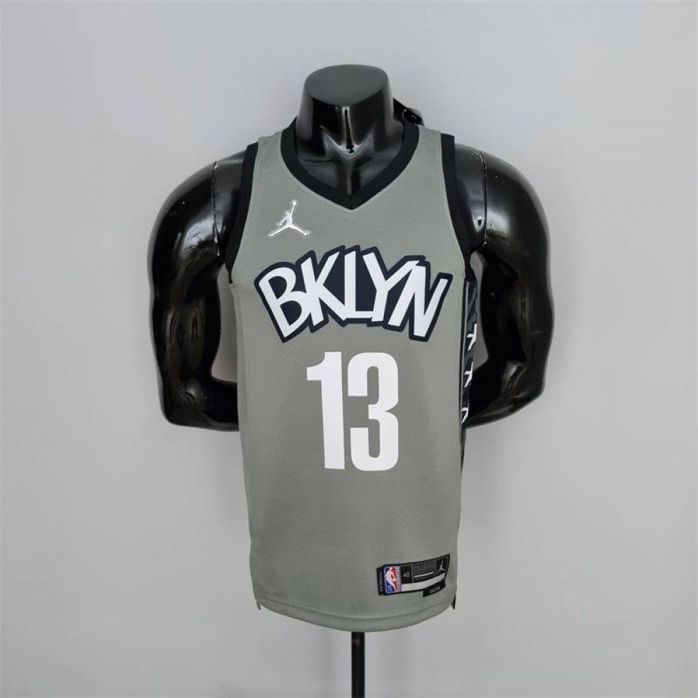 Camiseta James Harden #13 Brooklyn Nets Edición 75 Aniversario City Edition Gris Camiseta James Harden #13 Brooklyn Nets Edición 75 Aniversario City Edition Gris