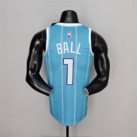 Camiseta LaMelo Ball #1 Charlotte Hornets Edición 75 Aniversario Azul Camiseta LaMelo Ball #1 Charlotte Hornets Edición 75 Aniversario Azul