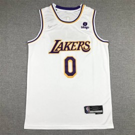 Camiseta Russell Westbrook #0 Los Angeles Lakers Edición 75 Aniversario Icon Diamante Blanco