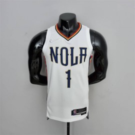 Camiseta Zion Williamson #1 New Orleans Pelicans City Edition 2022 Blanca