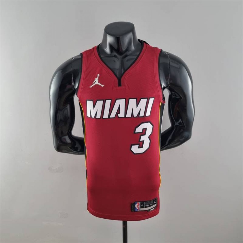 Camiseta Dwyane Wade #3 Miami Heat Edicion 75 Aniversario Jordan Burgundy Rojo Camiseta Dwyane Wade #3 Miami Heat Edicion 75 Aniversario Jordan Burgundy Rojo