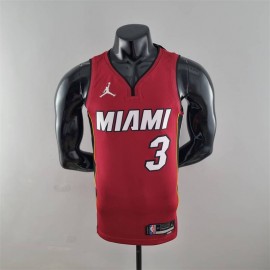 Camiseta Dwyane Wade #3 Miami Heat Edicion 75 Aniversario Jordan Burgundy Rojo