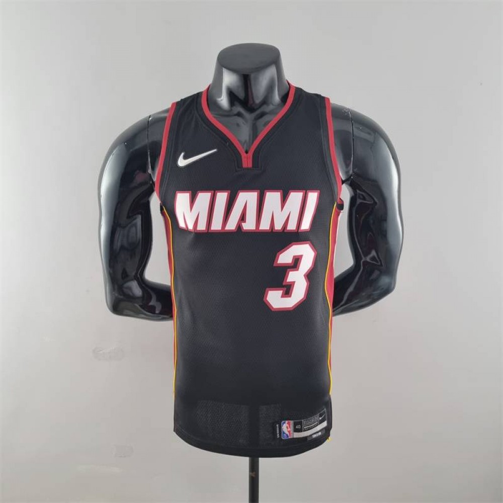 Camiseta Dwyane Wade #3 Miami Heat Edicion 75 Aniversario Negro Camiseta Dwyane Wade #3 Miami Heat Edicion 75 Aniversario Negro