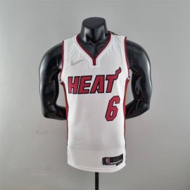 Camiseta LeBron James #6 Miami Heat Edicion 75 Aniversario Blanco