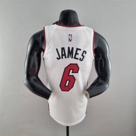 Camiseta LeBron James #6 Miami Heat Edicion 75 Aniversario Blanco Camiseta LeBron James #6 Miami Heat Edicion 75 Aniversario Blanco