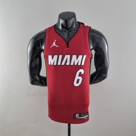 Camiseta LeBron James #6 Miami Heat Edicion 75 Aniversario Jordan Burgundy Rojo
