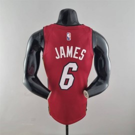Camiseta LeBron James #6 Miami Heat Edicion 75 Aniversario Jordan Burgundy Rojo Camiseta LeBron James #6 Miami Heat Edicion 75 Aniversario Jordan Burgundy Rojo