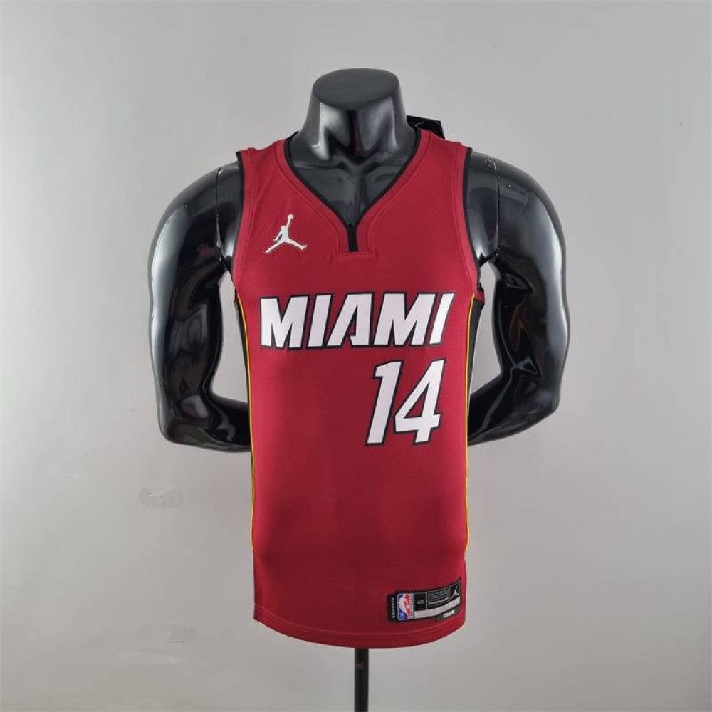 Camiseta Tyler Herro #14 Miami Heat Edicion 75 Aniversario Jordan Burgundy Rojo Camiseta Tyler Herro #14 Miami Heat Edicion 75 Aniversario Jordan Burgundy Rojo