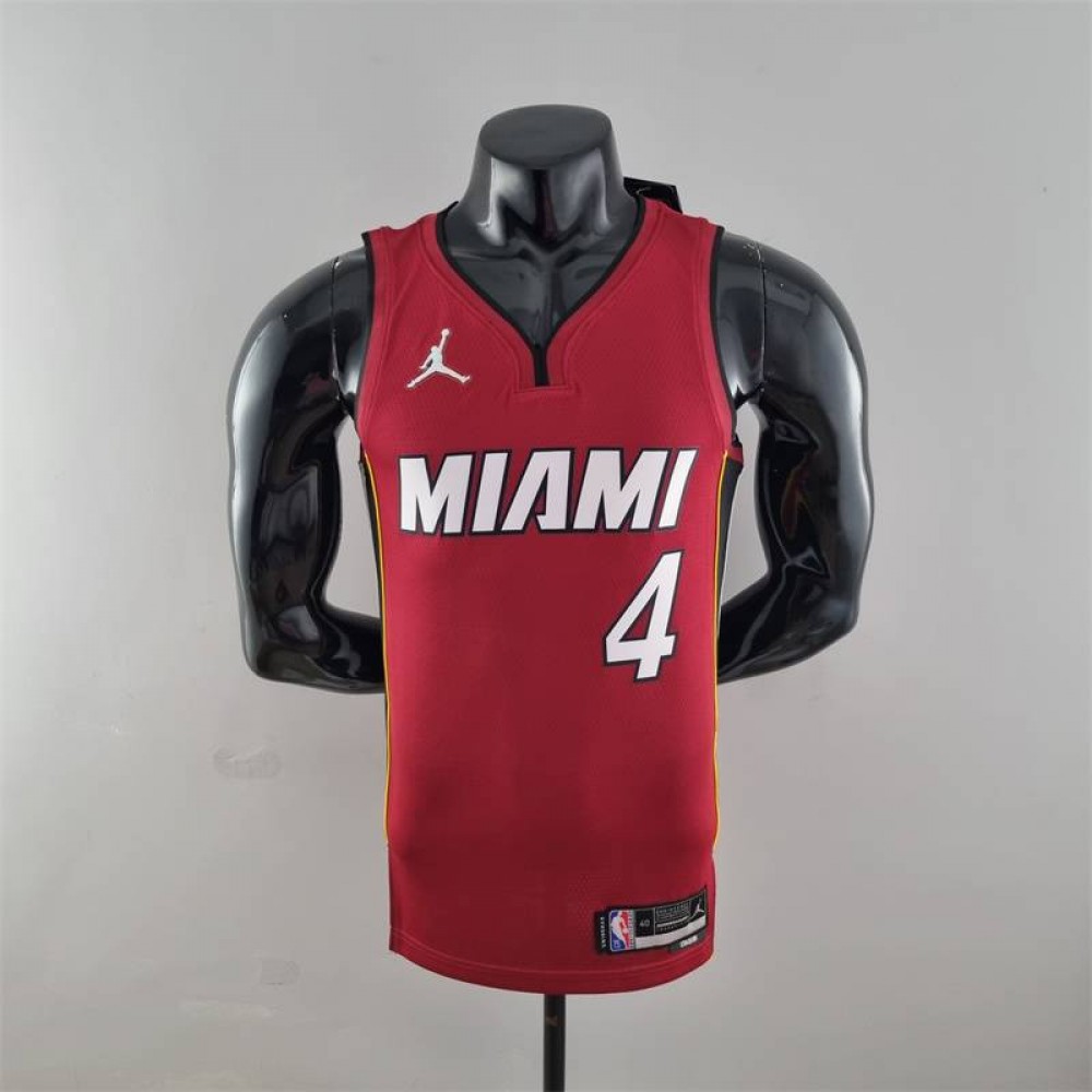Camiseta Victor Oladipo #4 Miami Heat Edicion 75 Aniversario Jordan Burgundy Rojo Camiseta Victor Oladipo #4 Miami Heat Edicion 75 Aniversario Jordan Burgundy Rojo