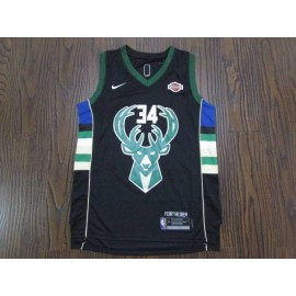 Camiseta Giannis Antetokounmpo #34 Milwaukee Buck Negro Niño