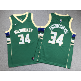 Camiseta Giannis Antetokounmpo #34 Milwaukee Buck Icon Nuevo Verde Niño