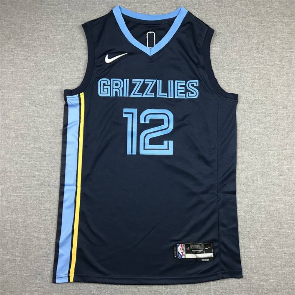 Camiseta Ja Morant #12 Memphis Grizzlies Edición 75 Aniversario Azul Oscuro Camiseta Ja Morant #12 Memphis Grizzlies Edición 75 Aniversario Azul Oscuro