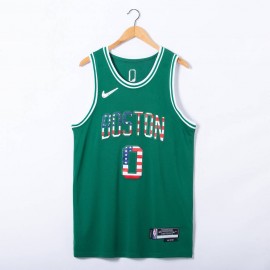 Camiseta Jayson Tatum #0 Boston Celtics Edicion 75 Aniversario Bandera Nacional Verde