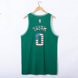Camiseta Jayson Tatum #0 Boston Celtics Edicion 75 Aniversario Bandera Nacional Verde Camiseta Jayson Tatum #0 Boston Celtics Edicion 75 Aniversario Bandera Nacional Verde