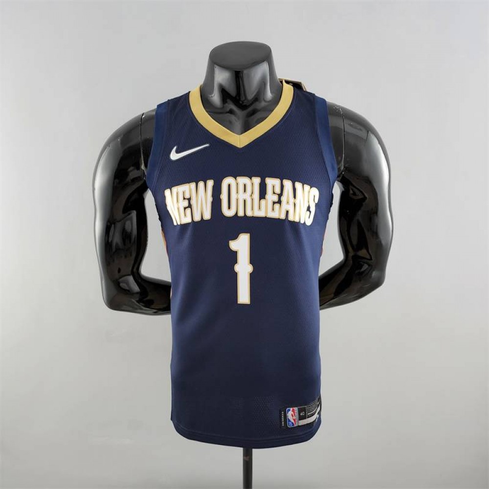 Camiseta Zion Williamson #1 New Orleans Pelicans Edición 75 Aniversario Azul Marino Camiseta Zion Williamson #1 New Orleans Pelicans Edición 75 Aniversario Azul Marino