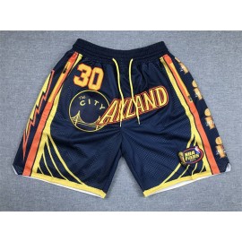 Pantalon Corto De Bolsillo Stephen Curry #30 Golden State Warriors Edición Desfile de Campeones Negro