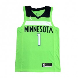 Camiseta Anthony Edwards #1 Minnesota Timberwolves Edición Flyer Verde Fluorescente