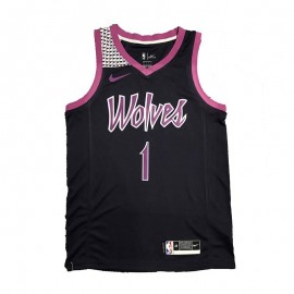 Camiseta Anthony Edwards #1 Minnesota Timberwolves Negro/Rosa