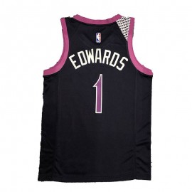 Camiseta Anthony Edwards #1 Minnesota Timberwolves Negro/Rosa Camiseta Anthony Edwards #1 Minnesota Timberwolves Negro/Rosa