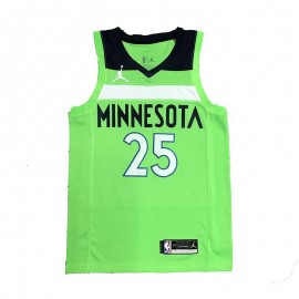 Camiseta Derrick Rose #25 Minnesota Timberwolves Edición Flyer Verde Fluorescente