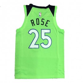 Camiseta Derrick Rose #25 Minnesota Timberwolves Edición Flyer Verde Fluorescente Camiseta Derrick Rose #25 Minnesota Timberwolves Edición Flyer Verde Fluorescente