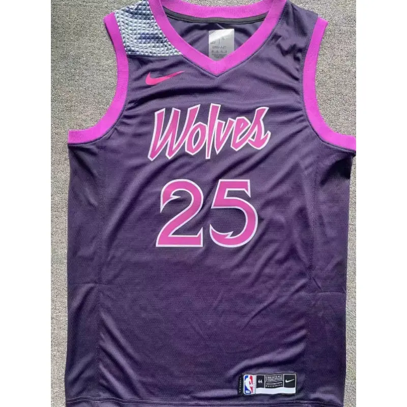 Camiseta Derrick Rose #25 Minnesota Timberwolves Morado Oscuro/Rosa