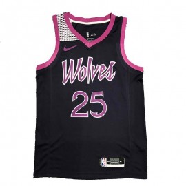 Camiseta Derrick Rose #25 Minnesota Timberwolves Negro/Rosa
