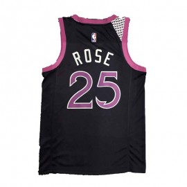 Camiseta Derrick Rose #25 Minnesota Timberwolves Negro/Rosa Camiseta Derrick Rose #25 Minnesota Timberwolves Negro/Rosa