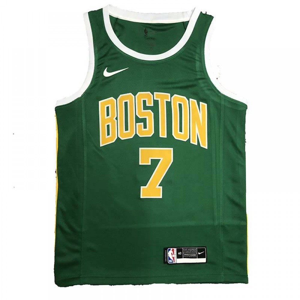 Camiseta Jaylen Brown #7 Boston Celtics Verde/Amarillo Camiseta Jaylen Brown #7 Boston Celtics Verde/Amarillo