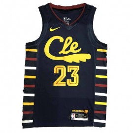 Camiseta LeBron James #23 Cleveland Cavaliers Edición Rayas Negro
