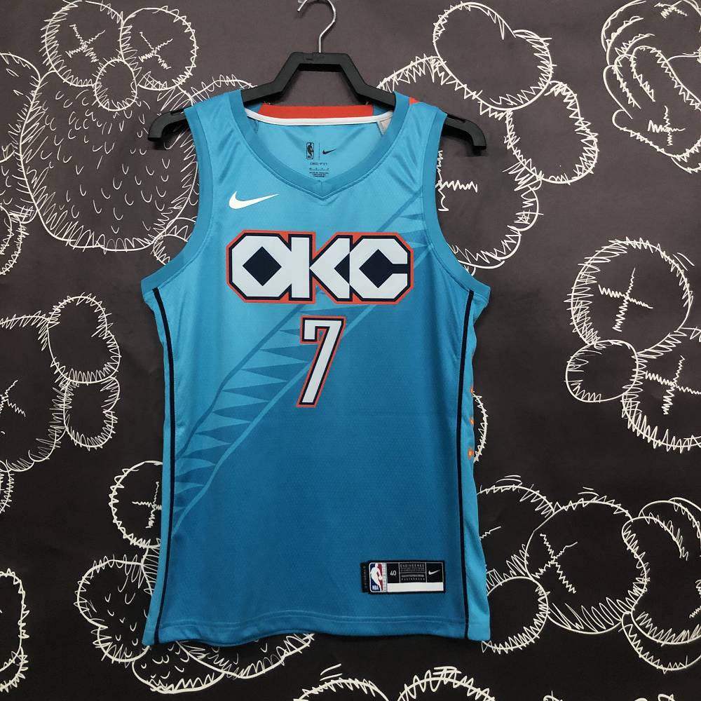 Camiseta Carmelo Anthony #7 Oklahoma City Thunder 18/19 Azul City Edition Camiseta Carmelo Anthony #7 Oklahoma City Thunder 18/19 Azul City Edition