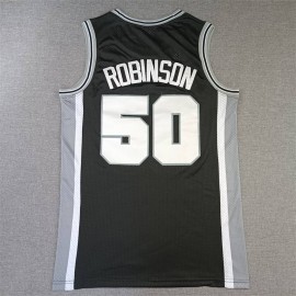 Camiseta David Robinson #50 San Antonio Spurs Negro/Gris Camiseta David Robinson #50 San Antonio Spurs Negro/Gris