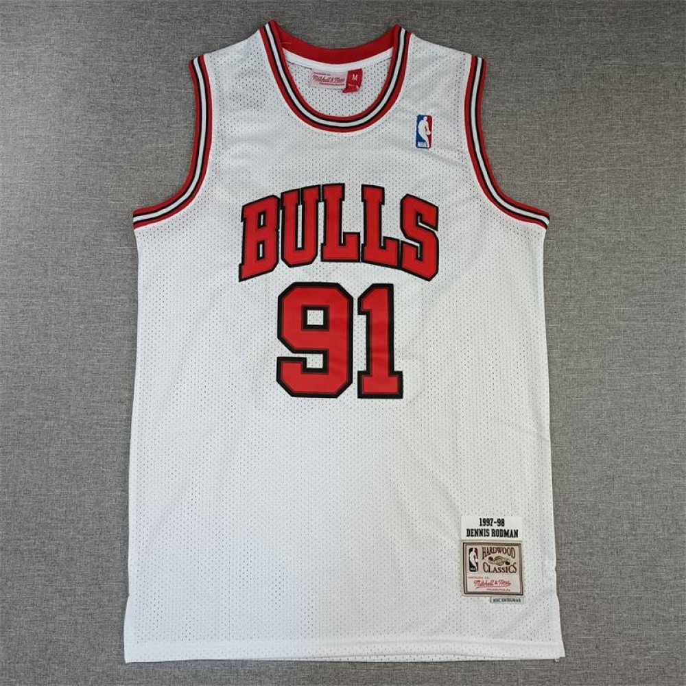 Camiseta Dennis Rodman #91 Chicago Bulls Blanco