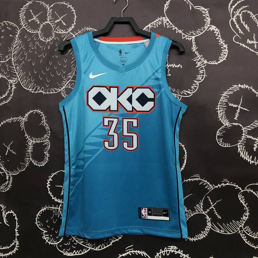 Camiseta Kevin Durant #35 Oklahoma City Thunder 18/19 Azul City Edition Camiseta Kevin Durant #35 Oklahoma City Thunder 18/19 Azul City Edition