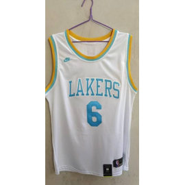 Camiseta LeBron James #6 Los Angeles Lakers Blanco/Amarillo