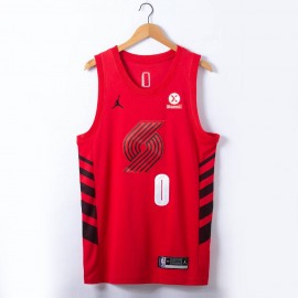 Camiseta Damian Lillard #0 Portland Trail Blazers 2023 Rojo