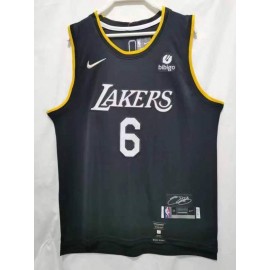 Camiseta LeBron James #6 Los Angeles Lakers Edición Glory Negro