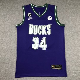 Camiseta Giannis Antetokounmpo #34 Milwaukee Bucks 2023 Púrpura Icon Edition