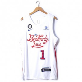 Camiseta James Harden #1 Philadelphia 76ers 2023 Blanco City Edition