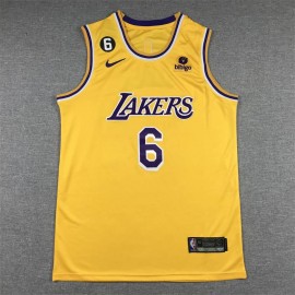 Camiseta Lebron James #6 Los Angeles Lakers 2023 Cuello Redondo Amarillo